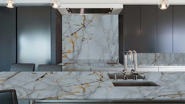 Roma Blue Quartzite Kitchen 1